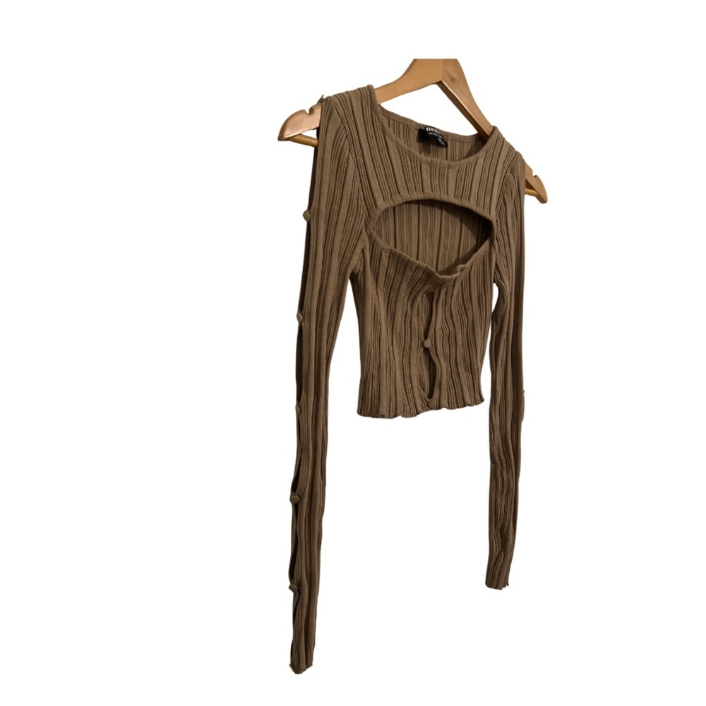 Hera Collection Brown Ribbed Crop Top - Picture 3 of 4